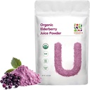 UNLEASH'D ORGANIC Organic Elderberry Juice pulver 16 oz 100% ren naturlig grønn mat, rik på antioksidanter og multivitaminer, høy antioksidant effekt, anti-inflammatorisk