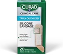 CURAD virkelig ouchless!® Silikon Bandages, .75" x 3", For sensitive eller delikate hud, fleksibel stoff, beskytter Scrapes, Cuts & Burns, 20 Count