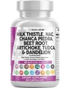 Rene Nutraceuticals Melk Thistle NAC Chanca Piedra Beet Root Artichoke Astragalus Dandelion Root - Liver Cleanse Detox & Repair Supplement Plus TUDCA Choline & Ginger - 1Pack