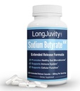 LongJuvity Natrium Butyrat Supplement (300mg) - naturlig kildet postbiotisk - Optimal Gut Helse & Leaky Gut Repair - Postbiotisk kort kjede fettsyre, Lab testet (120 Extended Release Caps)
