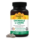 Country Life Chewable L-Lysine Supplement med vitamin D og eldrebær, immunstøtte og collagen Renewal for hudvev, ideell for voksne