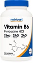 Nutricost Vitamin B6 (Pyridoxin HCl) 25 mg, 240 kapsler - Ikke-GMO, Glutenfri og vegetarvennlig
