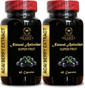 ACAI Berry Extract - økologisk kosttilskudd Acai Berry pulver, Superfood, daglig energi støtte, Acai for generell velvære - 2 flasker 120 kapsler
