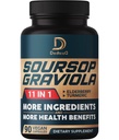 Soursop Graviola Kapsler - 3 måneders forsyning - 9450mg Per servering - 11 urter Elderberry, Turmeric Curcumin, Ginger Root, Melke Thistle - Mood, Sinn, Kropp & Immun Support - 90 Vegan Kapsler