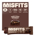 Misfits Vegansk Protein Bars, Mørk Sjokolade Brownie - Opprinnelig Oppskrift | Glutenfri, Plant Basert, Lav Sukker & Carb, Høy Fiber Snacks | Pakke med 12