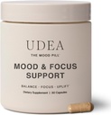 UDEA velvære, Mood Pill | Adaptogen Daily Mood Support Supplement for stress, kognitiv funksjon, fokus og balansert energi | Ikke-GMO, Glutenfri & Vegansk Mood og Stress Supplement | 30 Kapsler
