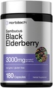 Horbäach Svart Elderberry | 3000mg Kapsler | 180 greve | Ikke-GMO, Glutenfri | Sambucus Extract Supplement