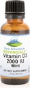 Pure Mountain Botanicals Flavored vitamin D-dråper - Mint Flavored flytende vitamin D3-2000iu per servering - 1oz flaske
