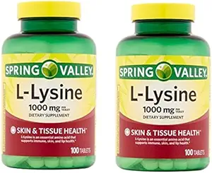 Spring Valley - L-Lysine 1000 mg, 100 tabletter (pakke med 2)
