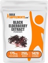BulkSupplements.com Elderberry Extract pulver - Elderbær Kilder fra Black Elderbrry, Immun Support Supplement - Glutenfri - 175 mg per Serving, 250g (8,8 oz) (Pack of 1)