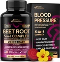Beet Root Capsules - Sunn Blood Pressure Support Supplement** for hjerte- og sirkulasjonsstøtte - med Hawthorn Berry, Hibiscus og hvitløk - Nitric Oxid for energi - laget i USA, 120 Kapsler