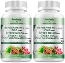 GREENPEOPLE Berberine Supplement med Ceylon Cinnamon - 120 Count Berberine 1500 mg Berberine HCL kapsler med Bitter Melon / Artichoke ekstrakter og naturlige urter for immun støtte 2 Pack