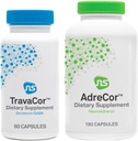 NeuroScience Mood + Adrenal støttesett - AdreCor + TravaCor (2 produkter, 180 kapsler, 60 kapsler)