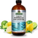 Naturens svar Cod Liver Oil Liquid Supplement, 16-Fluid Ounces | Fremmer en sunn hjerte og hjerne | Kognitiv og kardiovaskulær støtte | Great Tasting (Pack of 2)