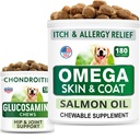 BARK & SPARK Glucosamine Hunde behandler + Omega 3 for hunder Bundle - Hip støtte og ledd smerterelief Supplement + Fiskeolje Chews for shedding, hudallergi, kløe relief, hud og Coat Supplement