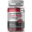 Horbäach Nitric Oxid Beet Root Gummies | 60 greve | med nitrates | Strawberry Flavor | Vegansk, ikke-GMO, Glutenfri Supplement