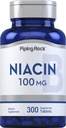 Piping Rock Niacin Supplement for kvinner og menn | 100mg | 300 tabletter | Nicotinsyre med flushing | vegetarisk, ikke-GMO, glutenfri