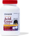 MAJOR Acid Gone Extra Styrke Antacid Chewable Tabletter - Anti-Acid Relief - Acid Reflux Medisin for voksne - Oppsett Mage, Acid Indigation, og Heartburn Relief - Lang-Lasting - 100 Telling
