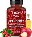 Kjærlighet Du Cranberry 60:1 Ekstrakt + organisk Apple Cider Vinegar - Maks styrke 36,200 mg Ekvivalent - 120 Vegankapsler - Urin Tract & Digestive Support
