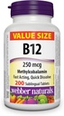 Webber Naturals Vitamin B12 250 mhg Metylkobalamin, 200 Sublingual Tabletter
