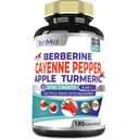 Cayenne Pepper Kosttilskudd Ekstrahere Kapsler, 180 Kapsler & Berberine, Apple, Turmeric Curcumin, Bitter Melon, Ginseng, Melk Thistle | støtter hjerte helse, fremmer Digestiv funksjon