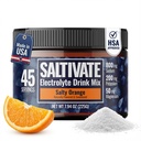 Zero sukker elektrolyte pulver | saltig oransjehydrasjon (med Stevia) | høy natriumkalium Magnesium elektrolyter for fasting, POTS, Sweat Recovery | gjør 45 serveringer av 32 fl Oz | laget i USA