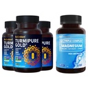 BioEmblem Triple Magnesium Complex og BioEmblem Turmeric Curcumin med klinisk studerte TurmiPure - Felles støtte, sunn inflammasjon Turmeriske kosttilskudd