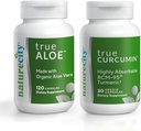 NatureCity felles støtte Bundle© True-Aloe laget med organisk AloeVera, 120 kapsler + True-Curcumin med 500 mg høy absorberbar BCM-95 Curcumin + gurkemeie essensiell olje, 30 kapsler
