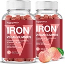 Vegansk jern gummi Supplement - Multivitamin Supplement med vitamin C, A, B & Sink - Helse Blod & energi Støtte for jernmangel, Anemi, Nei Etter smak - Peach Flavor(2 Pakker)
