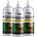 Flytende helse Kjæledyr K9 Omega 3 Fiskeolje for hunder - Flytende Omega 3 Supplement for kjæledyr med EPA + DPA + DHA - Reduser kløe og skjæring, støtte ledd, immunitet, hjerne, hjerte helse - USA laget (3 pakke)