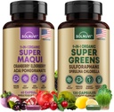 Alt i én Superfood Bundle - Super Maqui Berry & Super Greens - Gut helse, immunforsvar, hud, wellness støtte - Ikke GMO, Glutenfri, Vegan kosttilskudd