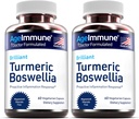Gurkemeie Supplement med 65% Boswellia Serrata Extract med svart pepper som bioperin - Inulin -Turmeric Curcumin 95% Ekstrakt for sunn inflammasjon respons og Gut helse - 60 kapsler - 2 pakke