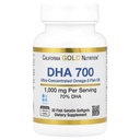California Gold Nutrition DHA 700 Fish Oil Farmasøytisk Grade Fisk Olje med DHA - Støtte for Hjerne og kardiovaskulær Helse - Glutenfri, Ikke-GMO - 1000 mg - 30 Fisk Gelatin Softgels