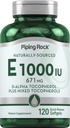 Piping Rock Vitamin E 1000 IE Softgels | 120 greve | med D-Alfa og blandede tokoferoler | Glutenfri, Ikke-GMO Supplement