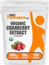 BulkSupplements.com Organic Cranberry Extract Powder - Organic Cranberry Flavoring pulver, kildet fra Vaccinium Macrocarpon Frukt - Vegan & Glutenfri, 500mg per servering, 100g (3.5 oz) (Pack of 1)