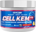 Evogen Cell K.E.M. PR - Post Trening gjenopprette pulver & muskelbygger | Kreatin Monohydrate, BCAA pulver, EAAs | Støtter gjenoppretting, styrke og fullhet | bringebær lemonade | 30 serveringer