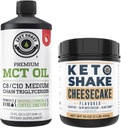 Venstre kyst ytelse 100% kokosnøtt MCT olje væske, 32oz + Cheesecake keto måltid erstatningsshake, 16oz