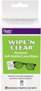 Flens Lens Wipes, Tørke 'N Clear, 20 greve, Før-Moisted, Streak-Free, Safe for Briller, Anti-Fog, Gentle Cleaning, Clear Vision, Individuelt omgitt for reise og konvensjon, laget i USA
