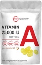 Mikroingredienser Maks styrke vitamin A 25000 IU | 500 Softgels med kokosolje for bedre absorpsjon | essensielle vitaminer for visjon, vekst og reproduksjon | Ikke-GMO, lett å svelge