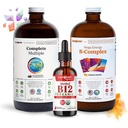 LIQUIDHEALTH høy ytelse vitamin Bundle for voksne med Mega Energy B-Complex, Complete Multiple Multivitamin & Organic vitamin B12 Drops - Økt naturlig energi og forbedre Atletisk ytelse