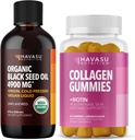 HAVASU NUTRITION Organisk svart frø olje væske + kollagen gummier Bundle