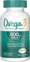 Ovega-3 Plantebasert omega-3 fra Algal olje daglig kosttilskudd, 500 mg, støtter hjernen, øye og hjerte helse, to mini mykegels per dag, 60 greve