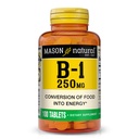MASON NATURAL vitamin B,1 Thiamin 250 mg, 100 dagers forsyning kosttilskudd, lett, til,Swallow tabletter, støtte energiproduksjon og sunn metabolisme