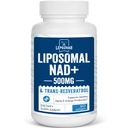 Liposomal NAD + 500 mg + Trans-Resveratrol 300 mg, Superior Absorpsjon Sann NAD Supplement Effektivt for cellulær energimetabolisme og DNA-reparasjon, 60 Softgels