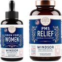 WINDSOR BOTANICALS Væske jern og PMS Relief Kapsler Kvinners Bundle