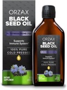 ORZAX Black Seed Oil Liquid (8 fl oz) - Cold Pressed 100% ren | Vegansk, Glutenfri, Ikke-GMO | 5000mg Svart Cumin (Nigella Sativa) Olje med 50mg Tymoquinon | Rik på Omega 3-6-9 | Glassflaske