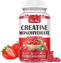Kreatin Monohydrat Gummier for menn og kvinner, Chewable 3g Kreatin Monohydrat med vitamin B12 for muskelvekst og gjenoppretting-Vegan, Naturlig Jordbær Flavor, 90 Gummies