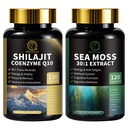 Shilajit for menn, Sea Moss og Shilajit Bundle, Alt i 1 Kosttilskudd med Coenzym Q10, Black Seed, Ashwagandha, Taurin, Burdock for energi, utholdenhet, antioksidant og immun støtte, 240 Kapsler