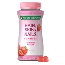 Naturens Bounty hår, hud og negler med Biotin, Strawberry Gummies Vitamin Supplement, støtter håret, huden, og negle helse for kvinner, 2500 mcg, 140 Ct, 70 Totale serveringer