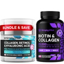 EnkeltVital Biotin, Collagen & Retinol Bundle – 5000mcg Biotin for hår, hud og negler + Anti-Aging Retinol & Hyaluronsyrekrem for ansikt, neck & Décolleté – laget i USA